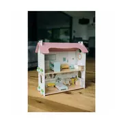 Casuta de papusi, Free2Play, Din lemn, Cu 11 piese de mobilier, Cu acces facil, 48,3 x 21 x 48 cm, 36 luni+, Multicolor BYN85017