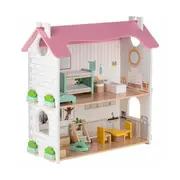 Casuta de papusi, Free2Play, Din lemn, Cu 11 piese de mobilier, Cu acces facil, 48,3 x 21 x 48 cm, 36 luni+, Multicolor BYN85017