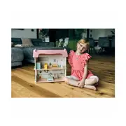 Casuta de papusi, Free2Play, Din lemn, Cu 11 piese de mobilier, Cu acces facil, 48,3 x 21 x 48 cm, 36 luni+, Multicolor BYN85017