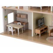 Casuta de papusi, Free2Play, Din lemn, Cu 13 piese de mobilier, Cu acces facil, 52 x 19,5 x 40 cm, 36 luni+, Multicolor BYN85147