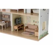 Casuta de papusi, Free2Play, Din lemn, Cu 13 piese de mobilier, Cu acces facil, 52 x 19,5 x 40 cm, 36 luni+, Multicolor BYN85147