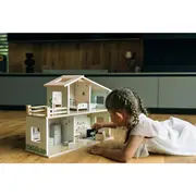 Casuta de papusi, Free2Play, Din lemn, Cu 13 piese de mobilier, Cu acces facil, 52 x 19,5 x 40 cm, 36 luni+, Multicolor BYN85147