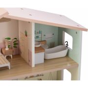 Casuta de papusi, Free2Play, Din lemn, Cu 13 piese de mobilier, Cu acces facil, 52 x 19,5 x 40 cm, 36 luni+, Multicolor BYN85147