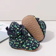 Cizmulite bleumarine cu imprimeu verde si galben ambmb4195-3-ci2