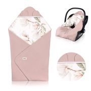 Paturica de infasat, Lionelo, Pentru scoica auto, carucior si landou, Cu multiple utilizari, Cu inchidere arici velcro, Dimensiune 90x90 cm, Din bumbac, TOG 2.5, 12-18 luni, Bej BYNLO-TRAVEL_SWADDLE_BLANKET_BEIGE_MAGNOLIA