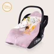 Paturica de infasat, Lionelo, Pentru scoica auto, carucior si landou, Cu multiple utilizari, Cu inchidere arici velcro, Dimensiune 90x90 cm, Din bumbac, TOG 2.5, 12-18 luni, Roz BYNLO-TRAVEL_SWADDLE_BLANKET_PINK_FLOWER