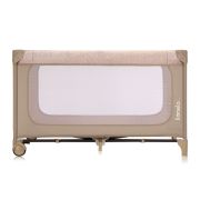Patut pliant, Lionelo, Jasmin Easy Fold, Pana la 15 kg, Usor de pliat, Cu doua nivele, Cu saltea ergonomica T25, Cu intrare laterala cu fermoar, 2 roti cu frana, 120 x 60 cm, Conform cu EN 716, 0-36 luni, Bej BYNLO-JASMIN_EASY_FOLD_BEIGE_SAND
