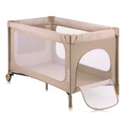 Patut pliant, Lionelo, Jasmin Easy Fold, Pana la 15 kg, Usor de pliat, Cu doua nivele, Cu saltea ergonomica T25, Cu intrare laterala cu fermoar, 2 roti cu frana, 120 x 60 cm, Conform cu EN 716, 0-36 luni, Bej BYNLO-JASMIN_EASY_FOLD_BEIGE_SAND