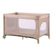 Patut pliant, Lionelo, Jasmin Easy Fold, Pana la 15 kg, Usor de pliat, Cu doua nivele, Cu saltea ergonomica T25, Cu intrare laterala cu fermoar, 2 roti cu frana, 120 x 60 cm, Conform cu EN 716, 0-36 luni, Bej BYNLO-JASMIN_EASY_FOLD_BEIGE_SAND