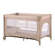 Patut pliant, Lionelo, Jasmin Easy Fold, Pana la 15 kg, Usor de pliat, Cu doua nivele, Cu saltea ergonomica T25, Cu intrare laterala cu fermoar, 2 roti cu frana, 120 x 60 cm, Conform cu EN 716, 0-36 luni, Bej BYNLO-JASMIN_EASY_FOLD_BEIGE_SAND