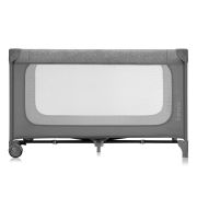 Patut pliant, Lionelo, Jasmin Easy Fold, Pana la 15 kg, Usor de pliat, Cu doua nivele, Cu saltea ergonomica T25, Cu intrare laterala cu fermoar, 2 roti cu frana, 120 x 60 cm, Conform cu EN 716, 0-36 luni, Gri BYNLO-JASMIN_EASY_FOLD_GREY_STONE