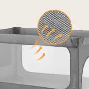 Patut pliant, Lionelo, Jasmin Easy Fold, Pana la 15 kg, Usor de pliat, Cu doua nivele, Cu saltea ergonomica T25, Cu intrare laterala cu fermoar, 2 roti cu frana, 120 x 60 cm, Conform cu EN 716, 0-36 luni, Gri BYNLO-JASMIN_EASY_FOLD_GREY_STONE