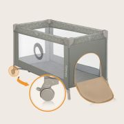 Patut pliant, Lionelo, Stefi, Cu un nivel, Cu intrare laterala cu fermoar, 2 roti, 120x60 cm, Conform cu standardul european de securitate EN 716, Bej BYNLO-STEFI_BEIGE_SAND