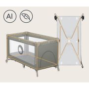 Patut pliant, Lionelo, Stefi, Cu un nivel, Cu intrare laterala cu fermoar, 2 roti, 120x60 cm, Conform cu standardul european de securitate EN 716, Bej BYNLO-STEFI_BEIGE_SAND