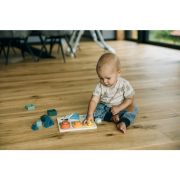 Puzzle copii, Free2Play, Din lemn, Cu sortare forme, Incurajeaza imaginatia, Dezvolta abilitatile motorii fine si coordonarea ochi-mana, 22,2x22,2x4,2 cm, 12 luni+, Multcolor BYN85109