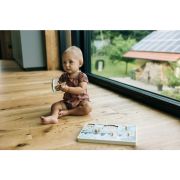Puzzle muzical din lemn, Free2Play, Cu animalute din jungla, Cu sunete, Cu maner, Stimuleaza simturile, invatarea prin joc si imaginatia, 30x21,5x3,5 cm, Jungle BYN85086