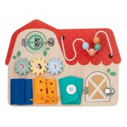 Tablita cu activitati, Free2Play, Din lemn, Cu elemente interactive, Dezvolta coordonarea mana-ochi, 40x30x6,5 cm, 18 luni+, Multicolor BYN85116