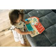 Tablita cu activitati, Free2Play, Din lemn, Cu elemente interactive, Dezvolta coordonarea mana-ochi, 40x30x6,5 cm, 18 luni+, Multicolor BYN85116