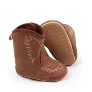 Cizmulite pentru bebelusi, maro, stil cowboy, cu broderie de aripi chbjz4167-1-ci4