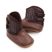 Cizmulite pentru bebelusi, maro, stil cowboy, cu talpa flexibila chbjz3166-ci6