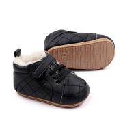 Pantofiori bebelusi negri, cu captuseala pufoasa si design matlasat ambmb3164-2-p29