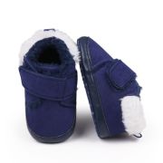 Pantofiori pentru bebelusi, albastri, cu captuseala pufoasa si inchidere velcro ambhx3165-2-va5