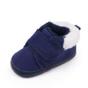 Pantofiori pentru bebelusi, albastri, cu captuseala pufoasa si inchidere velcro ambhx3165-2-va5