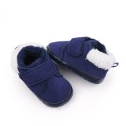 Pantofiori pentru bebelusi, albastri, cu captuseala pufoasa si inchidere velcro ambhx3165-2-va5