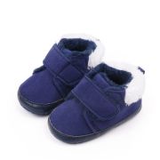 Pantofiori pentru bebelusi, albastri, cu captuseala pufoasa si inchidere velcro ambhx3165-2-va5