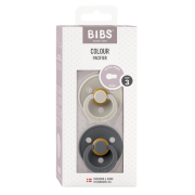 Bibs - set 2 suzete colour latex, tetina rotunda, 18 luni +-sand/iron bbb130381