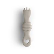 Furculita Si Lingura Babysteps   2in1, Silicon Alimentar 100%, Fara Bpa, Bps, Pvc Si Ftalati, Cream Pjbfl_c