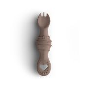 Furculita Si Lingura Babysteps   2in1, Silicon Alimentar 100%, Fara Bpa, Bps, Pvc Si Ftalati, Rose Pjbfl_r
