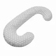 Perna alaptare, New Baby, Cu husa detasabila, In forma de C, Bumbac, Diametru 16 cm, Lungime in jurul circumferintei 285 cm, 100% antialergic, Stars Grey BYN43245