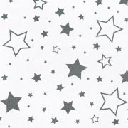 Perna alaptare, New Baby, Cu husa detasabila, In forma de C, Bumbac, Diametru 16 cm, Lungime in jurul circumferintei 285 cm, Stars White/Grey BYN35211