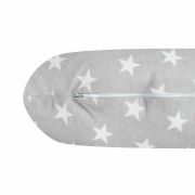 Perna alaptare, New Baby, Diametru 16 cm, Lungime in jurul circumferintei 125 cm, Bumbac, 100% antialergic, Husa detasabila, 0 luni+, Stars Grey BYN43244