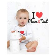 Saltea de infasat, New Baby, I love mum and dad, 50x70, Din material plastic rezistent la apa, Fara substante nocive, 0 luni+, White BYN28787
