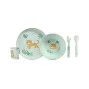 Set Complet De Masa, 5 Piese, Cu Ventuza, , œjungle Cheetahs,   Mint Pjb50641
