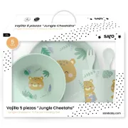 Set Complet De Masa, 5 Piese, Cu Ventuza, , œjungle Cheetahs,   Mint Pjb50641