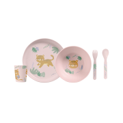 Set Complet De Masa, 5 Piese, Cu Ventuza, , œjungle Cheetahs,   Rose Pjb50642