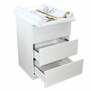 Comoda, Qmini, Wladi, Cu masa pentru infasat demontabila, Cu 3 sertare, Din pal+placa HDF, Alb BYN6426972027014