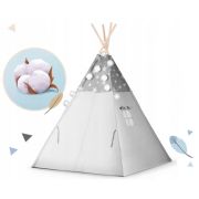 Cort de joaca pentru copii cu ghirlanda si lumini nukido 120 x 120 x 165 cm - gri cu stelute edeedi740020