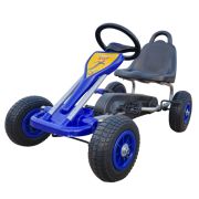 Kart cu pedale pentru copii A05 Kidscare, culoare albastru, frana de mana, pentru 3-6 ani, roti gonflabile SUPKC_A05_Blue