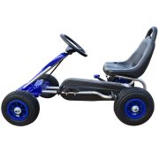 Kart cu pedale pentru copii A05 Kidscare, culoare albastru, frana de mana, pentru 3-6 ani, roti gonflabile SUPKC_A05_Blue