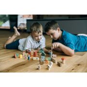 Set blocuri constructie, Free2Play, Farm Animals, Contine 36 piese, Din lemn, Pentru dezvoltarea abilitatilor motorii fine, 12 luni+, Multicolor BYN85123