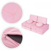Canapea extensibila modulara pentru copii, 2 locuri, 8 bucati, ecotoys tmsrt-14 - roz edeeditmsrt-14pink