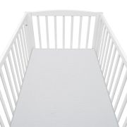 Cearceaf cu elastic, New Baby, Din muselina, Pentru patut 120x60 cm, Din bumbac, 90x150 cm, Certificat Oeko Tex Standard 100, Grey BYN56634