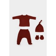 Cutie 4 piese pentru nou nascut - 100% bumbac organic - Caramiziu, BabyCosy JEMBC-CSYM26503