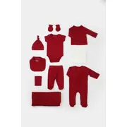 Set de 10 piese pentru nou nascut - 100% bumbac organic - Rosu, BabyCosy JEMBC-CSY5111