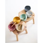 Bol Anti-alunecare Din Silicon Alimentar Si Lingurita, Set De 2 Piese Pentru Diversificare, Mustard Pjb173952