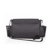 Geanta pentru scutece si organizator carucior, Petite&Mars, Sara, 2 in 1, Cu 7 buzunare, 1 buzunar cu izolatie termica, Dimensiune compacta, 40x23x10 cm, Negru/Maro BYN200305